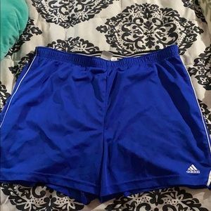 Blue Adidas athletic shorts
